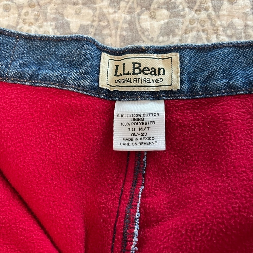 LL Bean Original Fit Relaxed Fleece Lined Jeans Denim Women's Size 10 tall - Picture 10 of 10